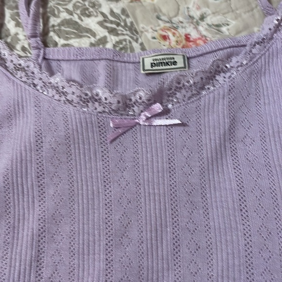 Lilac purple Pimkie cami top with lace and ribbon - Picture 4 of 4